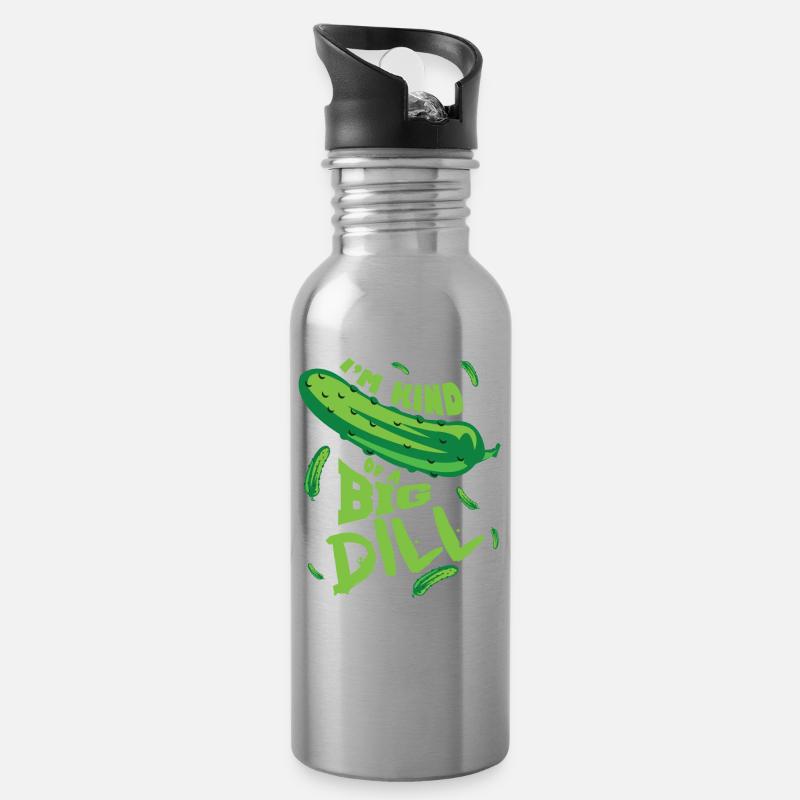 Lustige Gurke - Trinkflasche mit integriertem Trinkhalm - Lightsilver