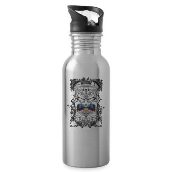 Asiatischer Gott - Trinkflasche mit integriertem Trinkhalm - Lightsilver - Rechts