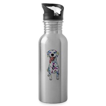 amant de chien chemise de chien dalmatien drôle - Gourde avec paille intégrée - argent clair - Droite