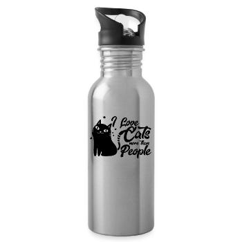 amant de chemise de chat de chat, ami de chat - Gourde avec paille intégrée - argent clair - Droite