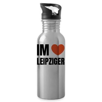 Im herzen Leipziger | Leipzig | I love - Trinkflasche mit integriertem Trinkhalm - Lightsilver - Rechts