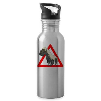 wolf - Water bottle with straw - silver - Right