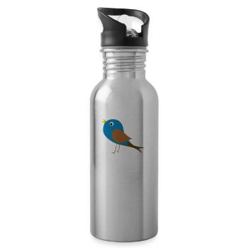 Der frühe Vogel chillt heut' mal! - Trinkflasche mit integriertem Trinkhalm - Lightsilver - Rechts