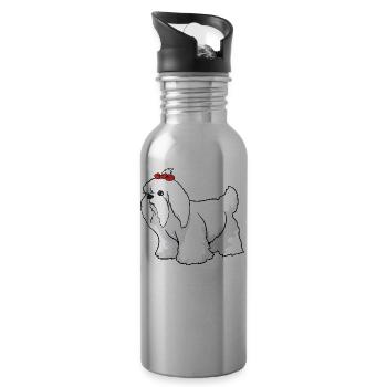 Malteser Hund - Trinkflasche mit integriertem Trinkhalm - Lightsilver - Rechts