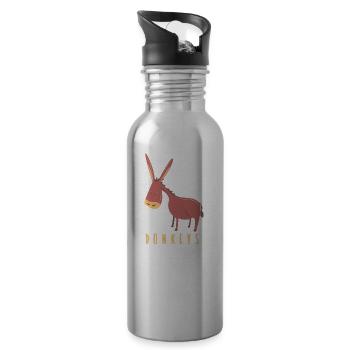 I just freaking love donkeys Lustiges Geschenk - Trinkflasche mit integriertem Trinkhalm - Lightsilver - Rechts