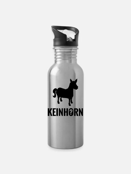 Keinhorn nicht Einhorn - Geschenk Idee - Trinkflasche mit integriertem Trinkhalm - Lightsilver