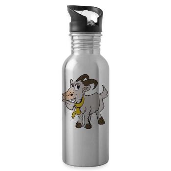 chèvre de chèvre - Gourde avec paille intégrée - argent clair - Droite