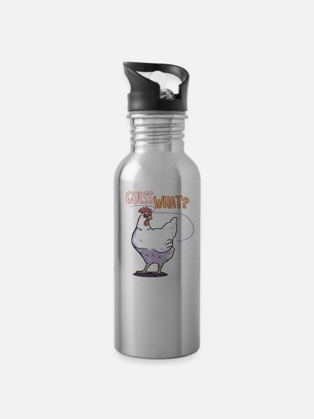 Guess what chicken funny gift creative funny cute - Water bottle with straw - silver