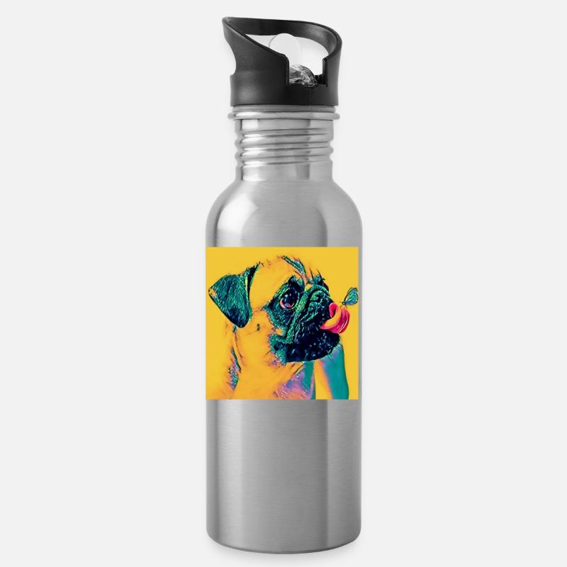 Pop Art - Gourde avec paille intégrée - argent clair