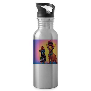 Pop Art - Gourde avec paille intégrée - argent clair - Droite