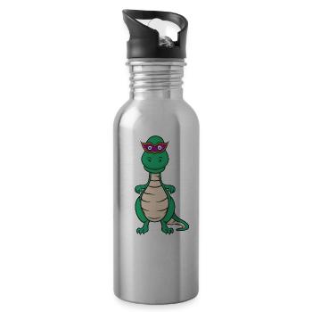 Dinosaur T-Rex Carnival Carnival Gift - Water bottle with straw - silver - Right