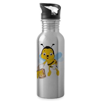 Bee beekeeping beekeeper honey honey bee - Water bottle with straw - silver - Right