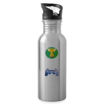 Level Unlocked 5th Grade Gamer Gift Gaming - Water bottle with straw - silver - Right