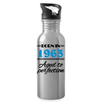 Born in 1963 Aged to perfection - Trinkflasche mit integriertem Trinkhalm - Lightsilver - Rechts