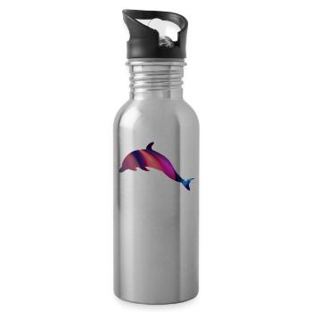 delfin pop-art delphin pink Delfin water Liquid ju - Trinkflasche mit integriertem Trinkhalm - Lightsilver - Rechts
