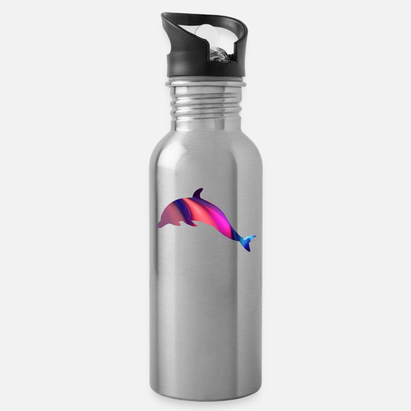 dauphin dauphin rose Eau de dauphin liquide ju - Gourde avec paille intégrée - argent clair