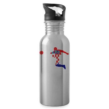 Fußball Bundesliga Sport Kroatien Flagge Spieler - Trinkflasche mit integriertem Trinkhalm - Lightsilver - Rechts