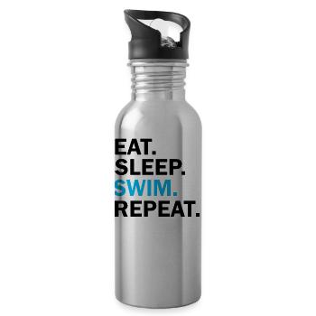 Eat Sleep Swim Repeat - Trinkflasche mit integriertem Trinkhalm - Lightsilver - Rechts