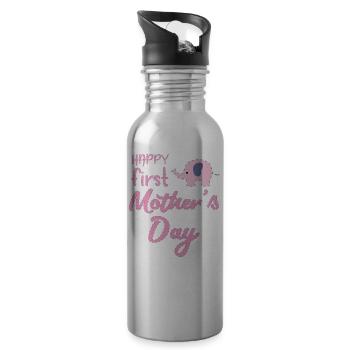 Mom - Mum - Mom - Mothers Day - Mom - Gift - Water bottle with straw - silver - Right