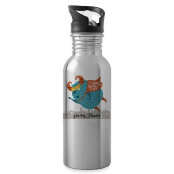 großer Bruder Monster - Trinkflasche mit integriertem Trinkhalm - Lightsilver - Rechts