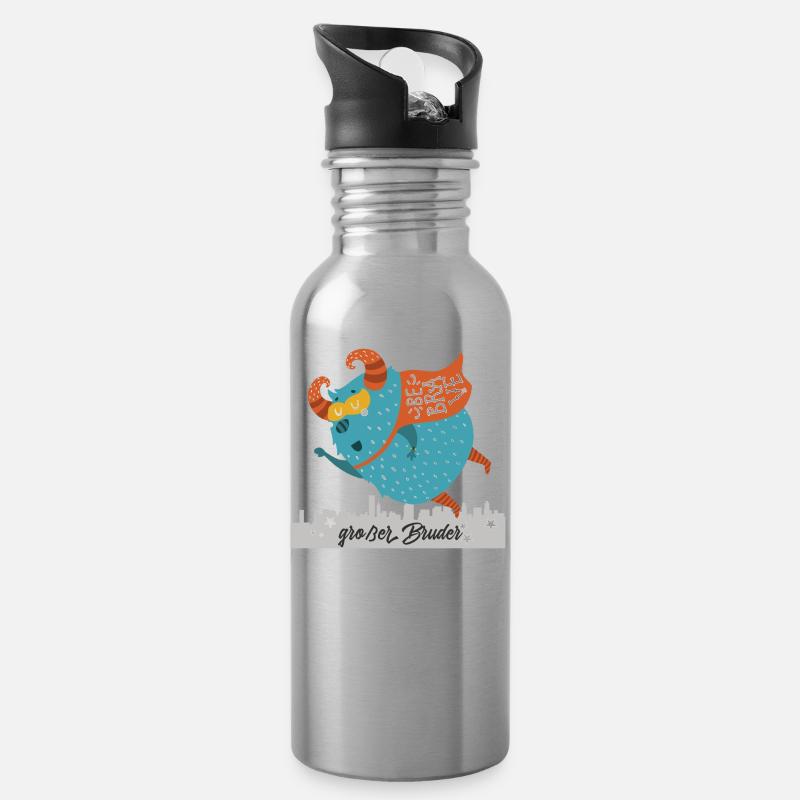 großer Bruder Monster - Trinkflasche mit integriertem Trinkhalm - Lightsilver
