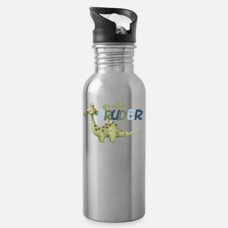 großer Bruder Dinosaurier - Trinkflasche mit integriertem Trinkhalm - Lightsilver