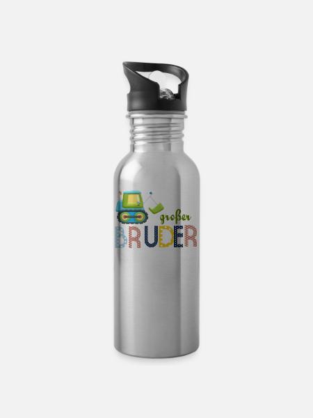 großer Bruder Traktor - Trinkflasche mit integriertem Trinkhalm - Lightsilver