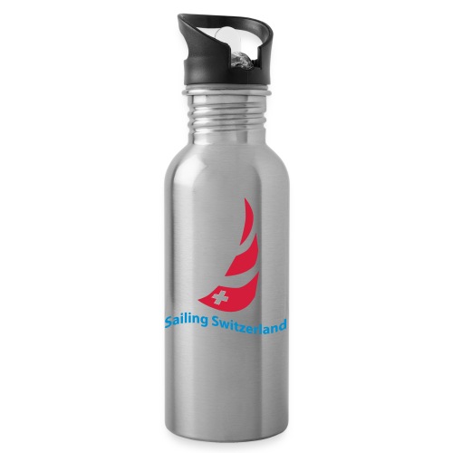 logo sailing switzerland - Trinkflasche mit integriertem Trinkhalm