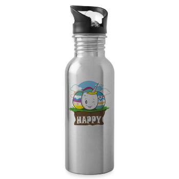 Ostei Einhorn Osterfest - Trinkflasche mit integriertem Trinkhalm - Lightsilver - Rechts