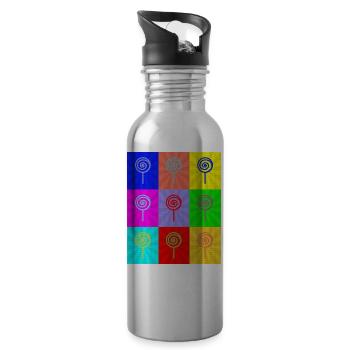 Pop Art - Gourde avec paille intégrée - argent clair - Droite