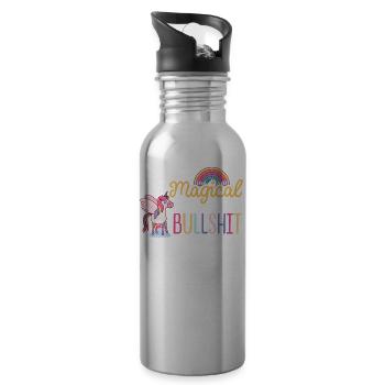 Unicorn TOO MAGICAL FOR YOUR BULLSHIT saying - Water bottle with straw - silver - Right