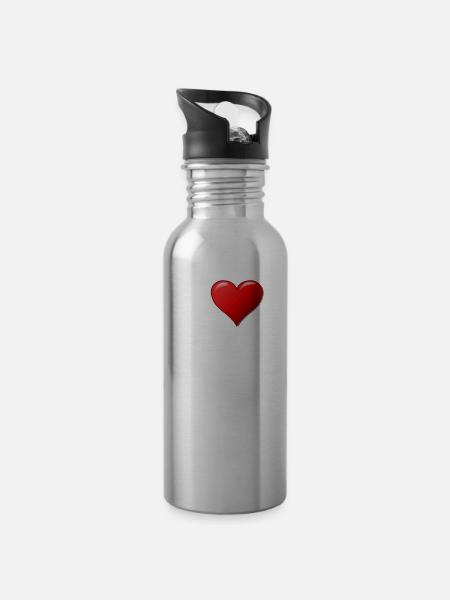I love Stockholm - Water bottle with straw - silver