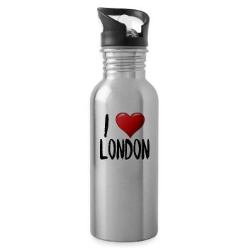 I Love London - Water bottle with straw - silver - Right