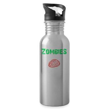 Funny Sarcastic Zombies Eat Brains Gift - Trinkflasche mit integriertem Trinkhalm - Lightsilver - Rechts