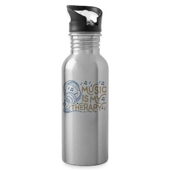 The music is my Therapy life - Water bottle with straw - silver - Right