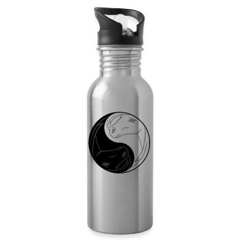 Yin Yang Pferd Lustiges chinesisches Tai Chi Symbol - Trinkflasche mit integriertem Trinkhalm - Lightsilver - Rechts