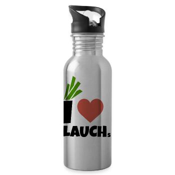 i love lauch | ich liebe lauchs - Trinkflasche mit integriertem Trinkhalm - Lightsilver - Rechts
