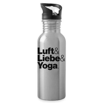 Luft & Liebe & Yoga - Trinkflasche mit integriertem Trinkhalm - Lightsilver - Rechts