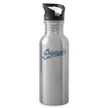 Original since 1979 Gift, Gift Idea, Gift - Water bottle with straw - silver - Right