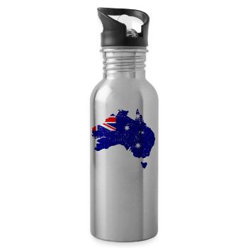 Australien vintage Karte - Trinkflasche mit integriertem Trinkhalm - Lightsilver - Rechts