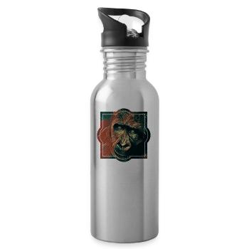Cheeta Singe , le singe en toi. - Gourde avec paille intégrée - argent clair - Droite