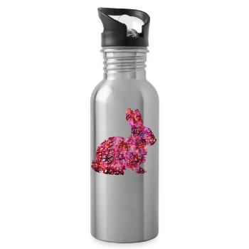 Lapin Lapin de Pâques rose idée cadeau - Gourde avec paille intégrée - argent clair - Droite