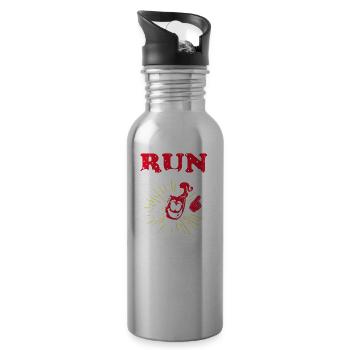 Funny Run Like There's Wine at Finish Line - Water bottle with straw - silver - Right