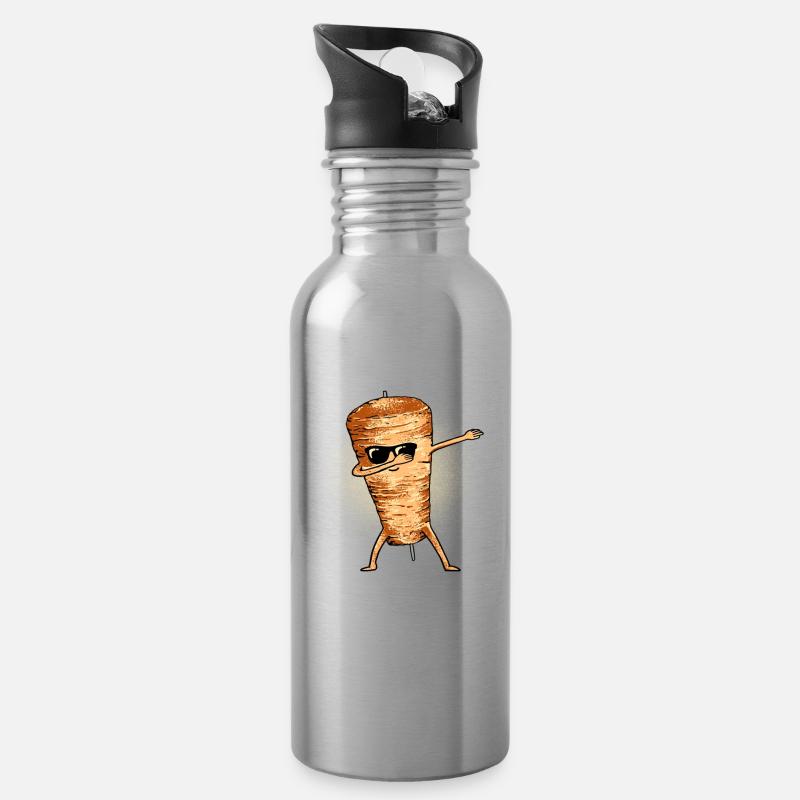 Dabbender Dönerspieß Döner Dab - Trinkflasche mit integriertem Trinkhalm - Lightsilver