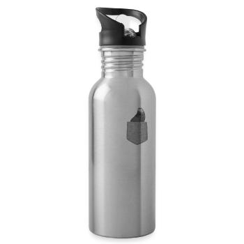 Faux poche perroquet gris africain drôle oiseau nouveauté - Gourde avec paille intégrée - argent clair - Droite