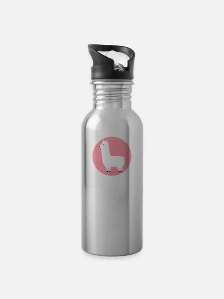 lama - Water bottle with straw - silver