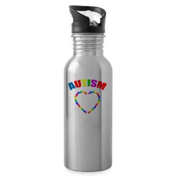 Autism Awareness - Trinkflasche mit integriertem Trinkhalm - Lightsilver - Rechts