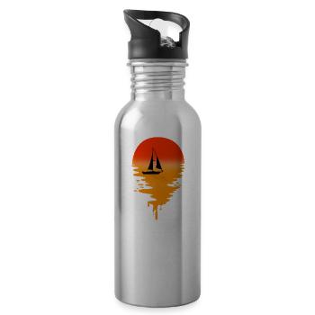 Segelboot - Trinkflasche mit integriertem Trinkhalm - Lightsilver - Rechts