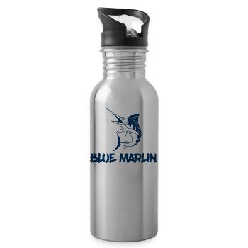 Angler - Angelsport - Blue Marlin - Geschenk - Trinkflasche mit integriertem Trinkhalm - Lightsilver - Rechts