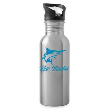 Angler - Angelsport - Blue Marlin - Geschenk - Trinkflasche mit integriertem Trinkhalm - Lightsilver - Rechts